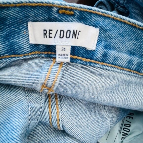 RE/DONE 90s Distressed High Rise Loose in Destroyed Medium Blue Size 24 - Picture 3 of 16